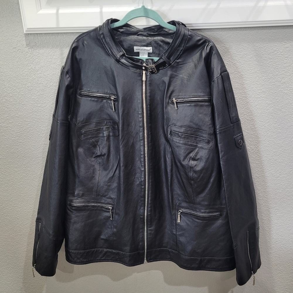NWOT Jessica London Plus Size Leather Biker Jacket